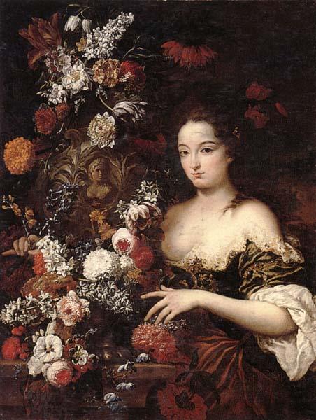Gaspar Peeter Verbrugghen the younger A still life of various flowers with a young lady beside an urn China oil painting art